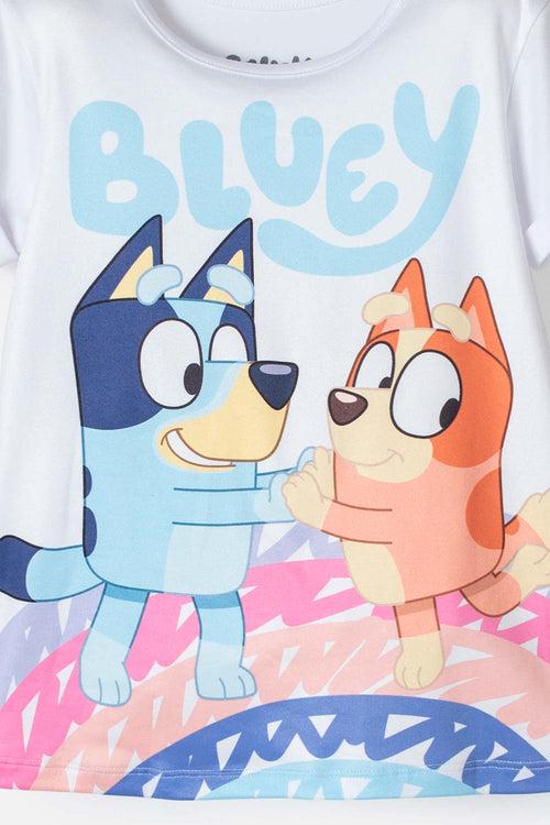 Card slide image -  CAMISETA DE BLUEY BLANCA MANGA CORTA PARA NIÑA 2T A 5T