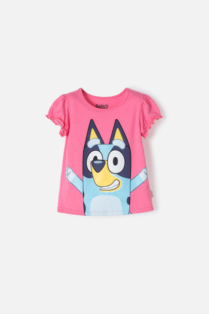CAMISETA DE BLUEY ROSADA MANGA CORTA PARA NIÑA 2T A 6T