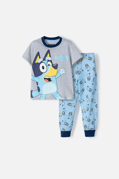 Card slide image -  PIJAMA DE BLUEY AZUL Y GRIS MAGA CORTA PARA NIÑO 2T A 6T