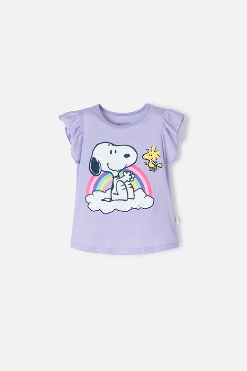Card slide image -  CAMISETA DE SNOPPY MANGA CORTA LILA PARA NIÑA 2T A 5T