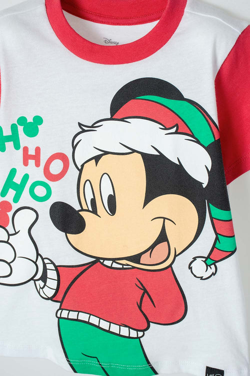Card slide image -  PIJAMA DE MICKEY MOUSE BLANCA, ROJA Y VERDE DE PANTALÓN LARGO UNISEX 2T A 5T