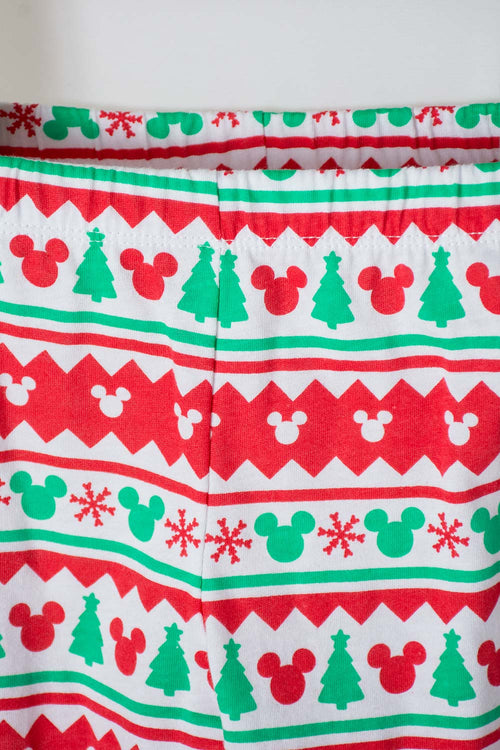 Card slide image -  PIJAMA DE MICKEY MOUSE BLANCA, ROJA Y VERDE DE PANTALÓN LARGO UNISEX 2T A 5T