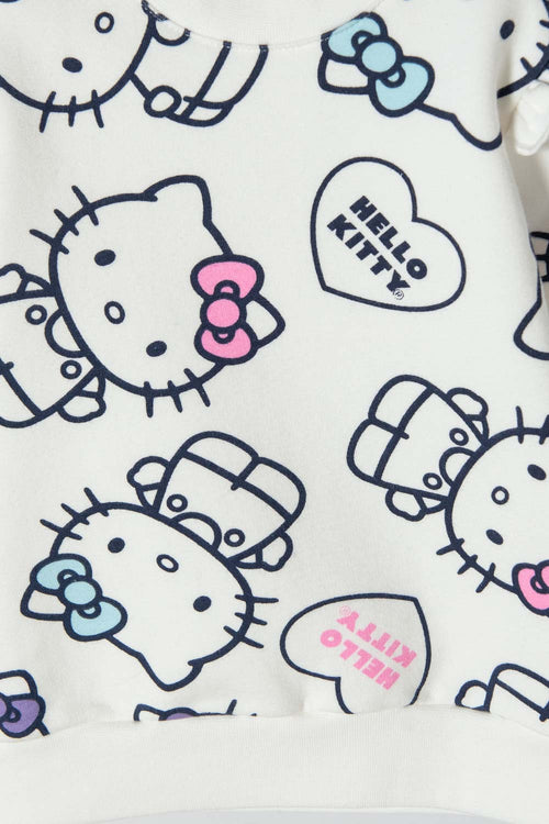 Card slide image -  CONJUNTO HELLO KITTY PANTALÓN LARGO MARFIL PARA BEBÉ NIÑA