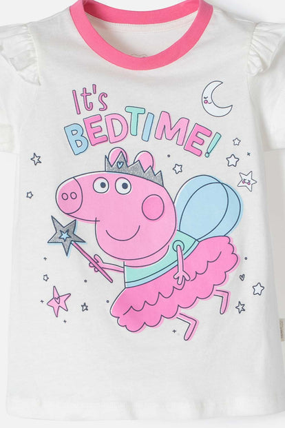 PIJAMA PEPPA PIG CON PANTALÓN LARGO MARFIL Y ROSADO PARA NIÑA 2T A 5T