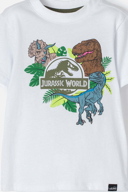 Card slide image -  CAMISETA DE JURASSIC WORLD BLANCA MANGA CORTA PARA NIÑO 2T A 5T