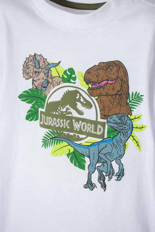Card slide image -  CAMISETA DE JURASSIC WORLD BLANCA MANGA CORTA PARA NIÑO 2T A 5T