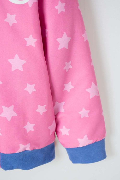 Card slide image -  CHAQUETA DE BLUEY ROSADA Y AZUL CON CAPUCHA PARA NIÑA 2T A 6T