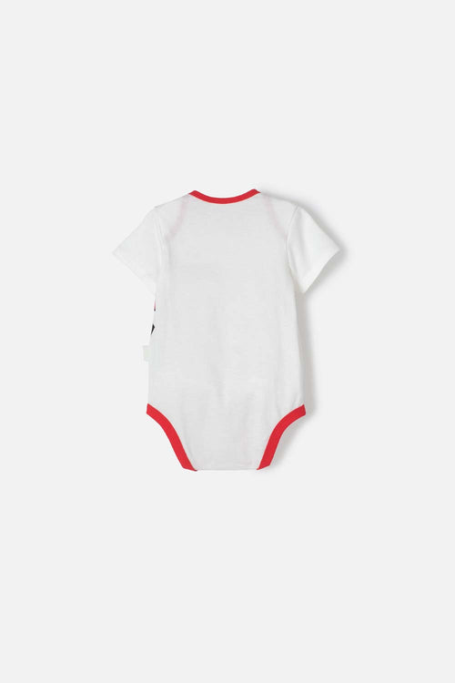 Card slide image -  BODY DE MINNIE MOUSE MANGA CORTA MARFIL Y ROJO PARA BEBÉ NIÑA