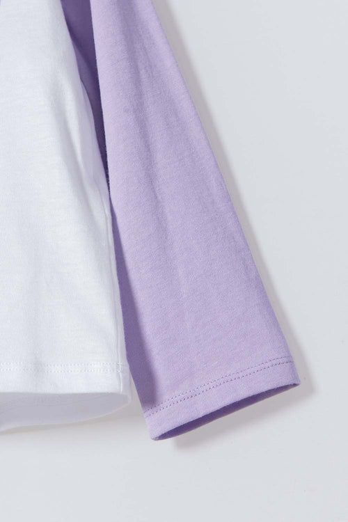 Card slide image -  PIJAMA DE STITCH CON PANTALÓN BLANCO Y LILA PARA NIÑA 2T A 5T