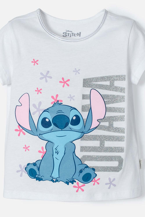 Card slide image -  CONJUNTO DE STITCH CON CAMISETA BLANCO Y AZUL PARA NIÑA 2T A 5T