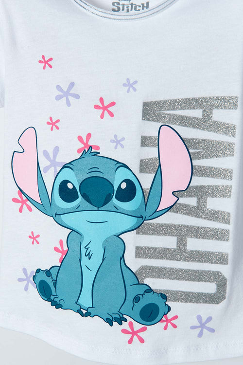 Card slide image -  CONJUNTO DE STITCH CON CAMISETA BLANCO Y AZUL PARA NIÑA 2T A 5T
