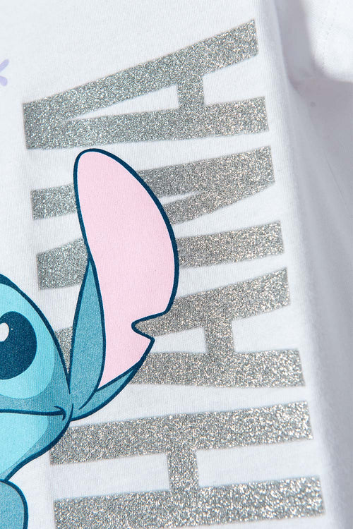 Card slide image -  CONJUNTO DE STITCH CON CAMISETA BLANCO Y AZUL PARA NIÑA 2T A 5T