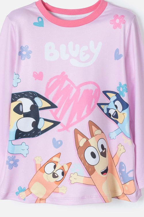Card slide image -  PIJAMA DE BLUEY PANTALÓN LARGO ROSADO PARA NIÑA 2T A 6T