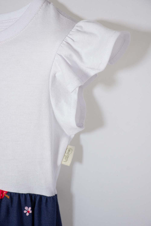 Card slide image -  VESTIDO DE BLANCANIEVES BLANCO Y AZUL CON BOLERO EN MANGA PARA NIÑA 2T A 5T