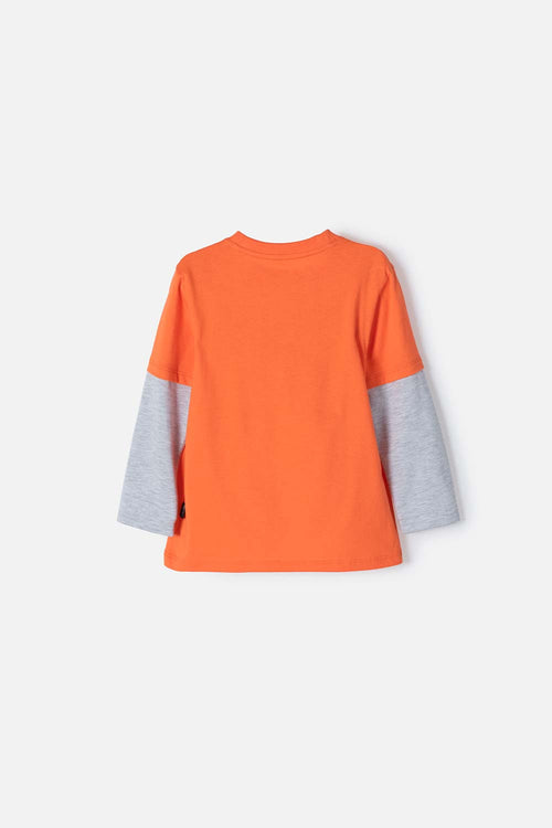 Card slide image -  CAMISETA DE BUGS BUNNY NARANJA Y GRIS MANGA LARGA PARA NIÑO 2T A 5T