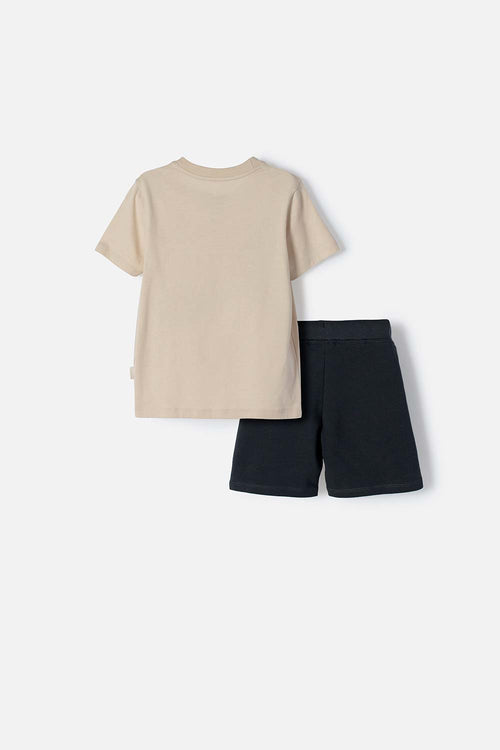 Card slide image -  CONJUNTO DE LOS LOONEY TUNES CAQUI Y GRIS DE PANTALÓN CORTO PARA NIÑO 2T A 5T