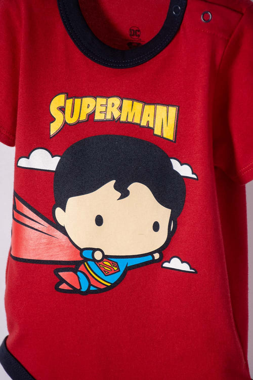 Card slide image -  BODY DE SUPERMAN MANGA CORTA ROJO PARA BEBÉ NIÑO