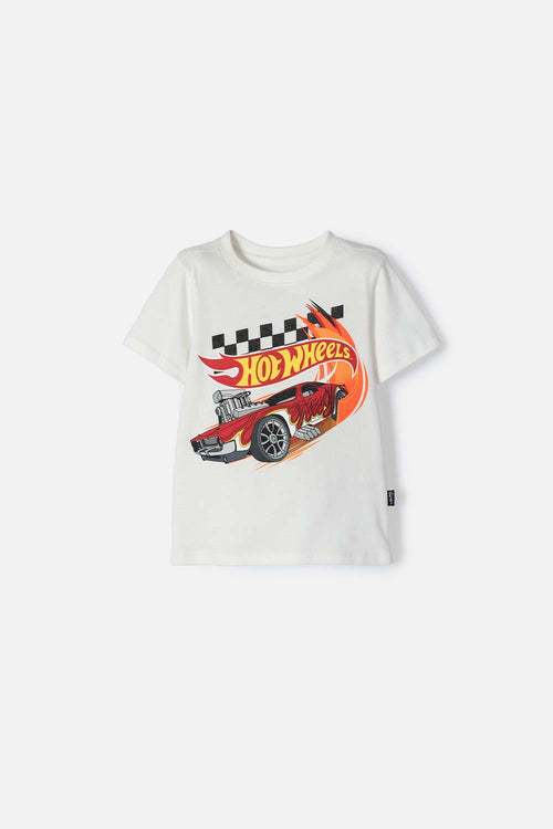 Card slide image -  CAMISETA HOT WHEELS MANGA CORTA MARFIL PARA NIÑO 2T A 6T