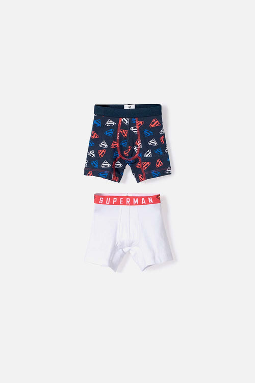 Card slide image -  PACK X2 BOXER DE SUPERMAN AZUL Y BLANCO PARA NIÑO 2T A 5T