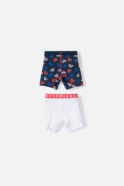 Card slide image -  PACK X2 BOXER DE SUPERMAN AZUL Y BLANCO PARA NIÑO 2T A 5T