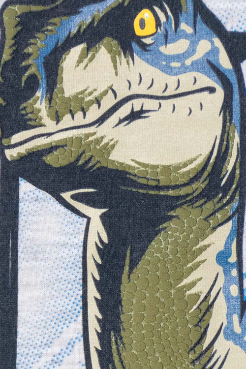 Card slide image -  PIJAMA DE JURASSIC WORLD GRIS Y AZUL DE CAMISETA MANGA CORTA PARA NIÑO 2T A 5T