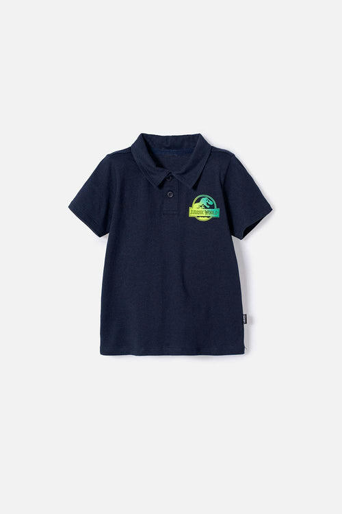 Card slide image -  CAMISETA TIPO POLO DE JURASSIC WORLD AZUL OSCURA NIÑO 2T A 5T
