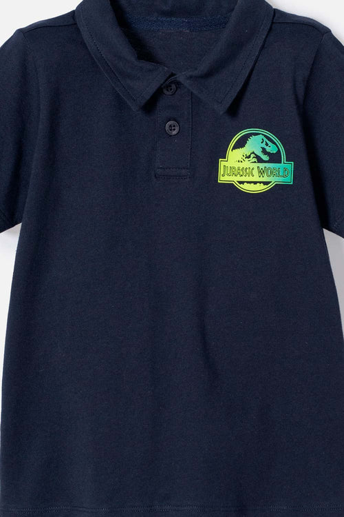 Card slide image -  CAMISETA TIPO POLO DE JURASSIC WORLD AZUL OSCURA NIÑO 2T A 5T