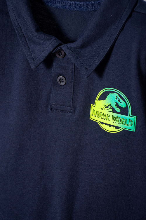 Card slide image -  CAMISETA TIPO POLO DE JURASSIC WORLD AZUL OSCURA NIÑO 2T A 5T