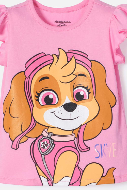 Card slide image -  CAMISETA DE PAW PATROL MANGA CORTA ROSADA PARA NIÑA 2T A 6T