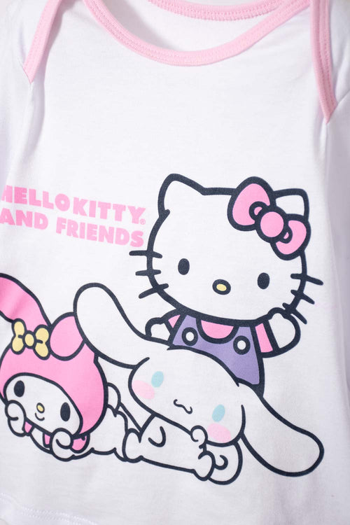 Card slide image -  PIJAMA DE HELLO KITTY BLANCA Y ROSADA DE CAMISETA MANGA LARGA PARA BEBÉ NIÑA