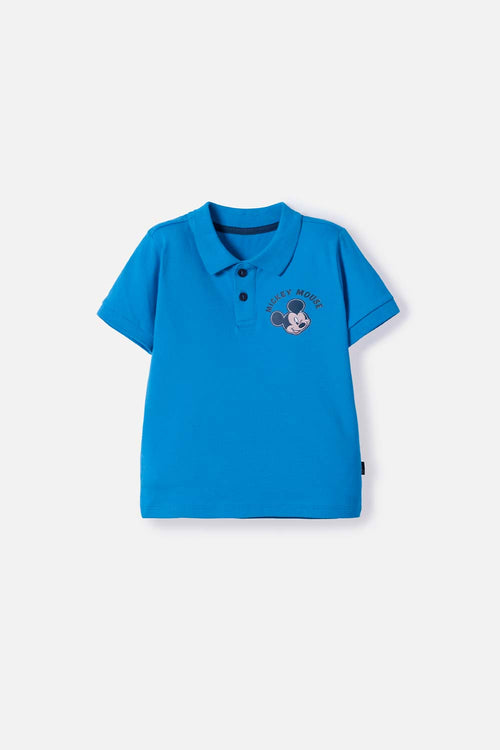 Card slide image -  CAMISETA TIPO POLO DE MICKEY MOUSE AZUL TIPO POLO PARA NIÑO 2T A 5T