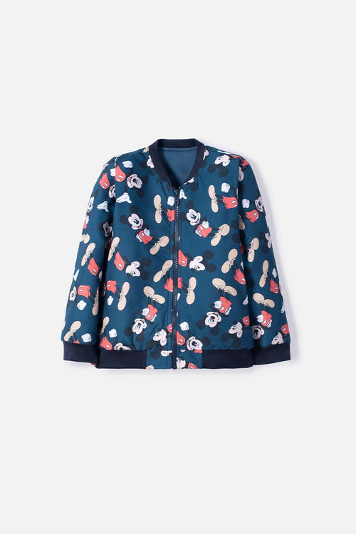 Card slide image -  CHAQUETA DE MICKEY MOUSE AZUL OSCURA CON ESTAMPADO ALLOVER PARA NIÑO 2T A 5T