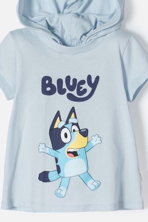 Card slide image -  CAMISETA DE BLUEY CON CAPUCHA AZUL PARA NIÑA 2T A 6T