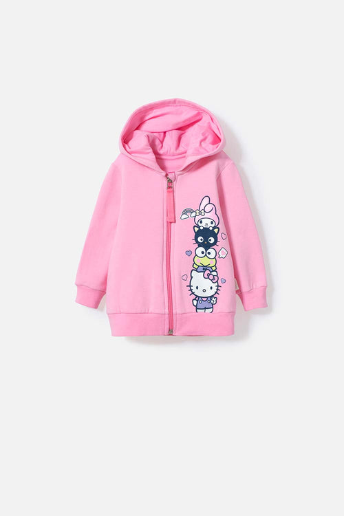 Card slide image -  BUZO DE HELLO KITTY ROSADO CON CAPUCHA PARA NIÑA 2T A 5T