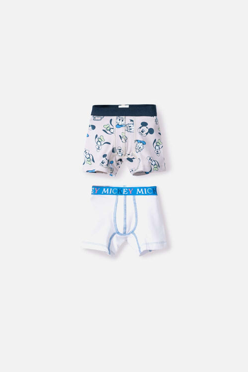 Card slide image -  PACK X2 BÓXER DE MICKEY MOUSE BLANCO Y MARFIL OSCURO PARA NIÑO 2T A 5T