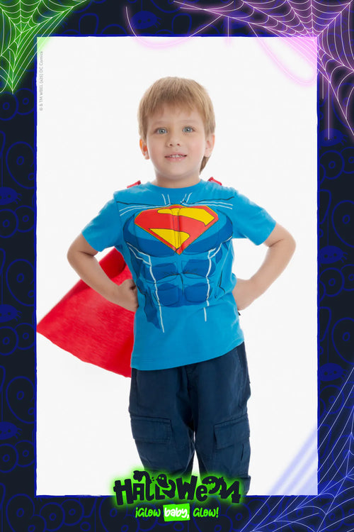 Card slide image -  CAMISETA DE SUPERMAN CON CAPA MULTICOLOR PARA NIÑO 2T A 5T
