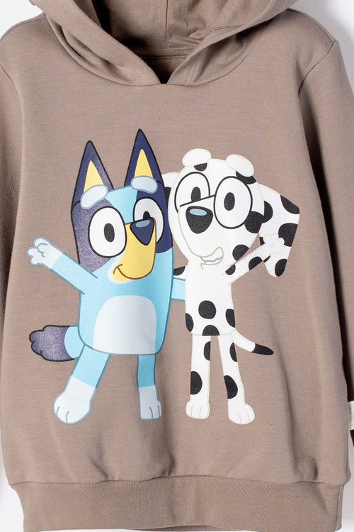 Card slide image -  BUZO DE BLUEY TAUPE CON CAPUCHA PARA NIÑO 2T A 6T