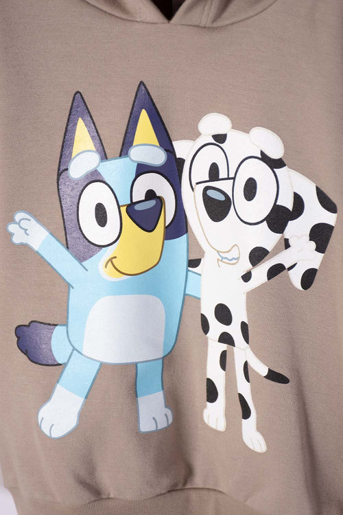 Card slide image -  BUZO DE BLUEY TAUPE CON CAPUCHA PARA NIÑO 2T A 6T