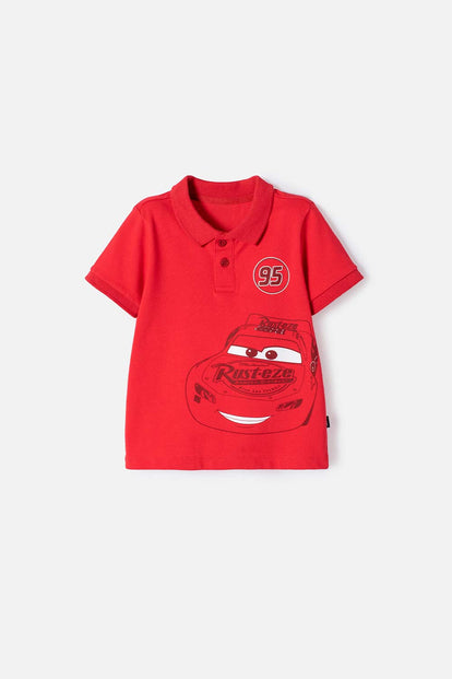 CAMISETA TIPO POLO DE CARS ROJO PARA NIÑO 2T A 5T