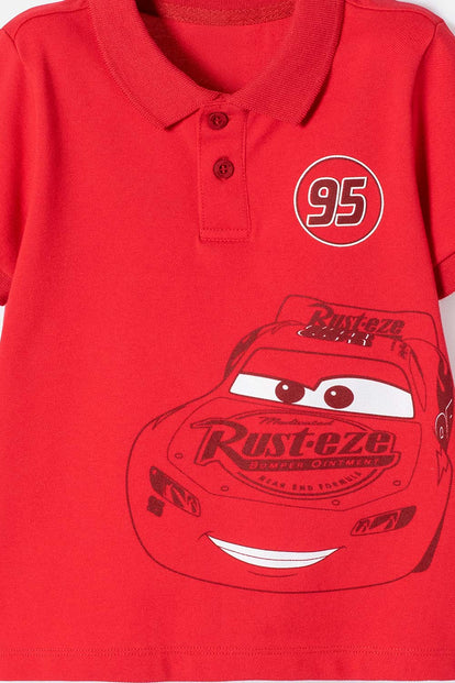 CAMISETA TIPO POLO DE CARS ROJO PARA NIÑO 2T A 5T