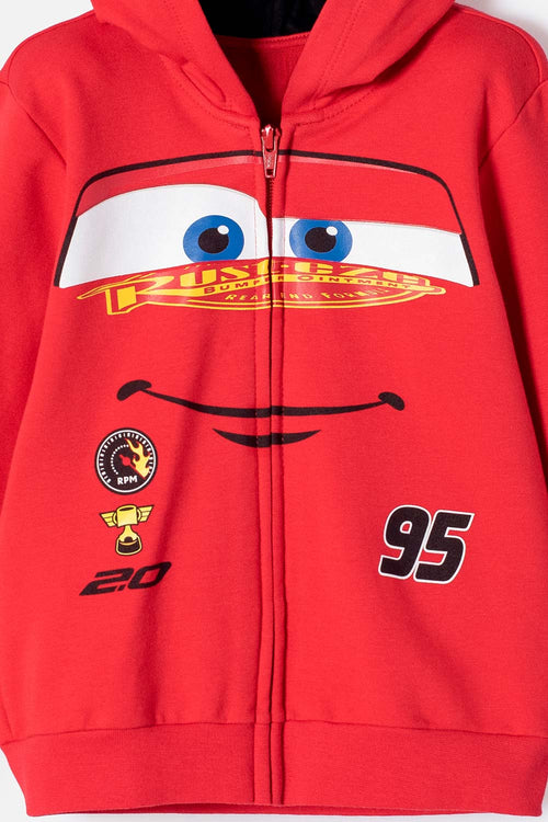 Card slide image -  BUZO DE CARS CON CAPUCHA ROJO PARA NIÑO 2T A 6T