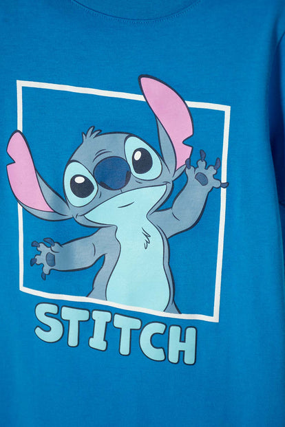 CAMISETA DE STITCH MANGA CORTA AZUL PARA NIÑA 2T A 5T