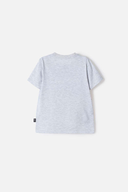 CAMISETA DE IRONMAN MANGA CORTA GRIS JASPE PARA NIÑO 2T A 5T