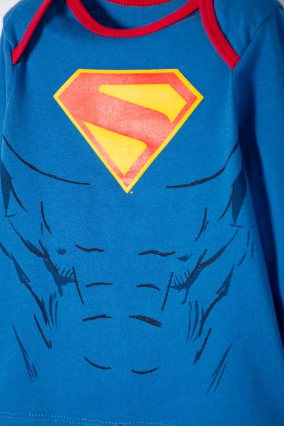 PIJAMA DE SUPERMAN CON PATALÓN LARGO AZUL PARA BEBÉ NIÑO