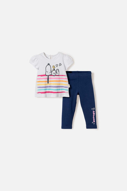 CONJUNTO DE SNOOPY MANGA CORTA MULTICOLOR PARA BEBÉ NIÑA