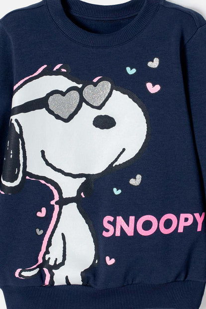 BUZO DE SNOOPY CERRADO AZUL PARA NIÑA 2T A 5T
