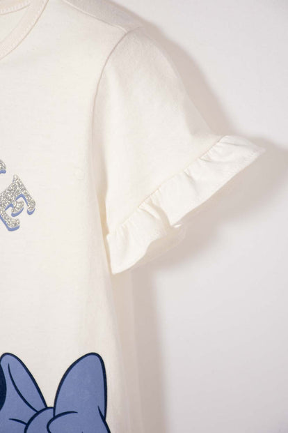 CAMISETA DE MINNIE MOUSE MANGA CORTA MARFIL PARA NIÑA 2T A 5T