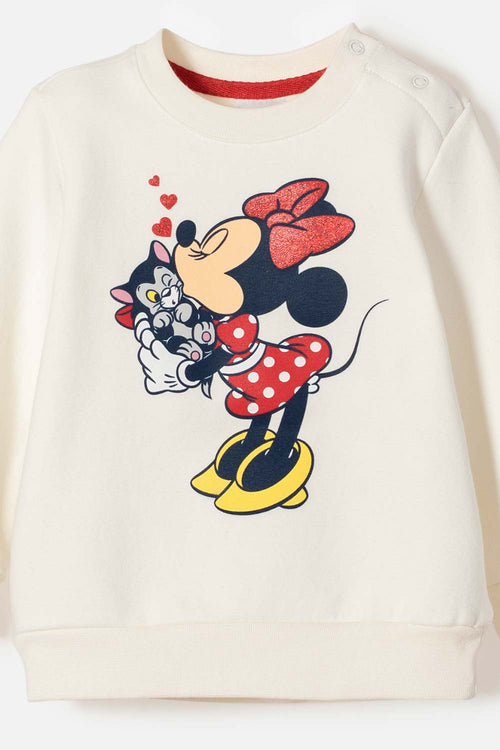 Card slide image -  BUZO DE MINNIE MOUSE CERRADO MARFIL PARA BEBÉ NIÑA