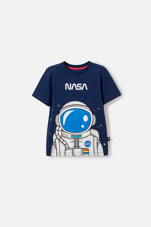 Card slide image -  CAMISETA DE NASA MANGA CORTA AZUL PARA NIÑO 2T A 5T