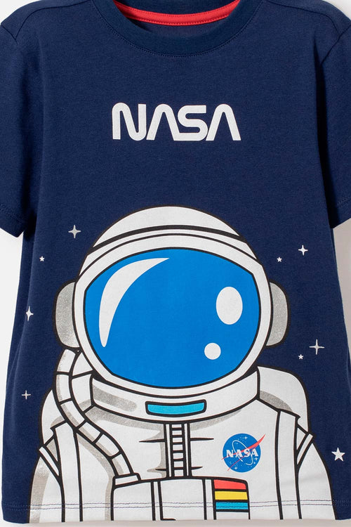 Card slide image -  CAMISETA DE NASA MANGA CORTA AZUL PARA NIÑO 2T A 5T